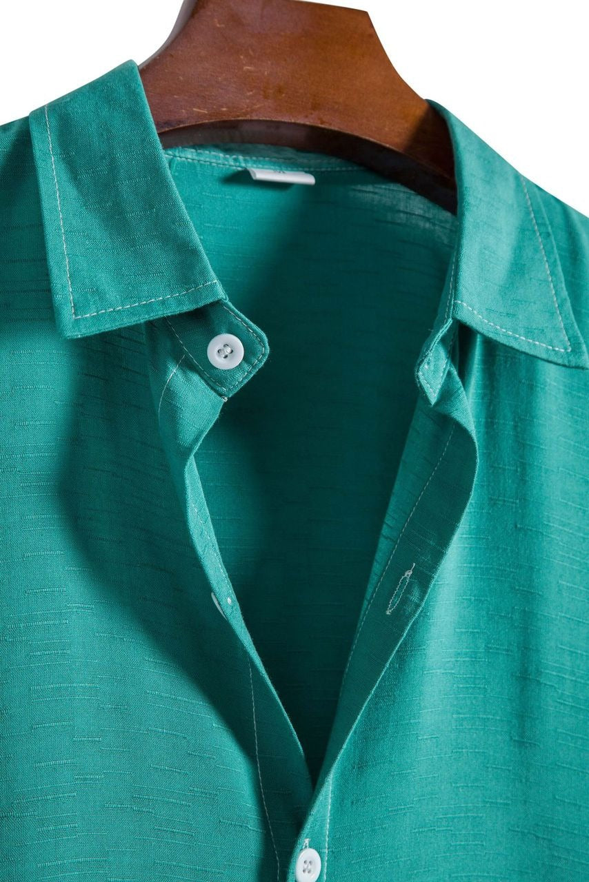 Einfarbiges Herrenhemd mit Revers und kurzen Ärmeln im Business-Casual-Sommerstil | CCS05 