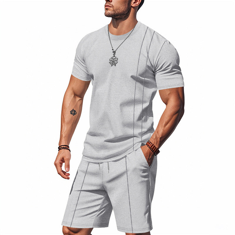 Herren-Lounge-Set mit Waffelstruktur – 2025 Frühling/Sommer, lässiges zweiteiliges Outfit | CY20 