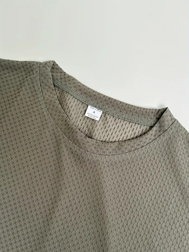 Herren-T-Shirt mit Bambusstreifen, kurzärmelig, atmungsaktiv, dehnbar, für den Sommer, Freizeitkleidung | 115 CSF 