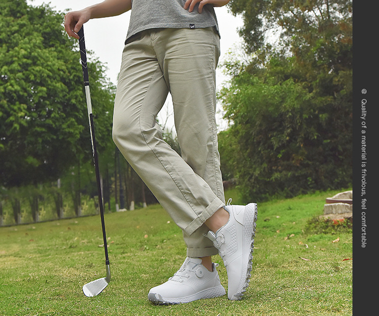 Unisex Golf Shoes with Rotating Buckle Closure Waterproof Spike less Golf Sneakers Casual Athletic Shoes X19