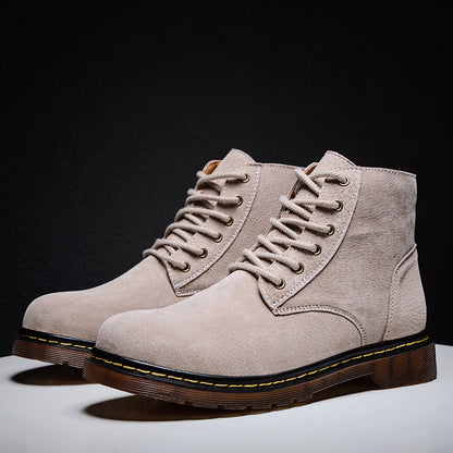 Men's British Retro Leather Ankle Boots Fashionable Thermal Outdoor Footwear | 8916