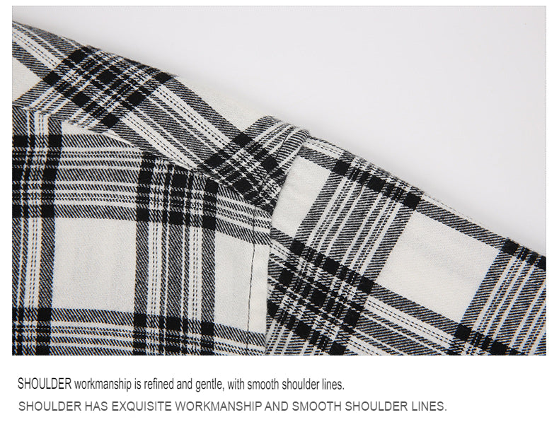 Herren Slim Wear Plaid Premium Langarm Doppeltasche Flanell Außenhandelshemd | M501 