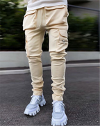 Herren Casual Joggers mit Kordelzug Elastischer Bund Cargohose Hip Hop Jogginghose | CK838 