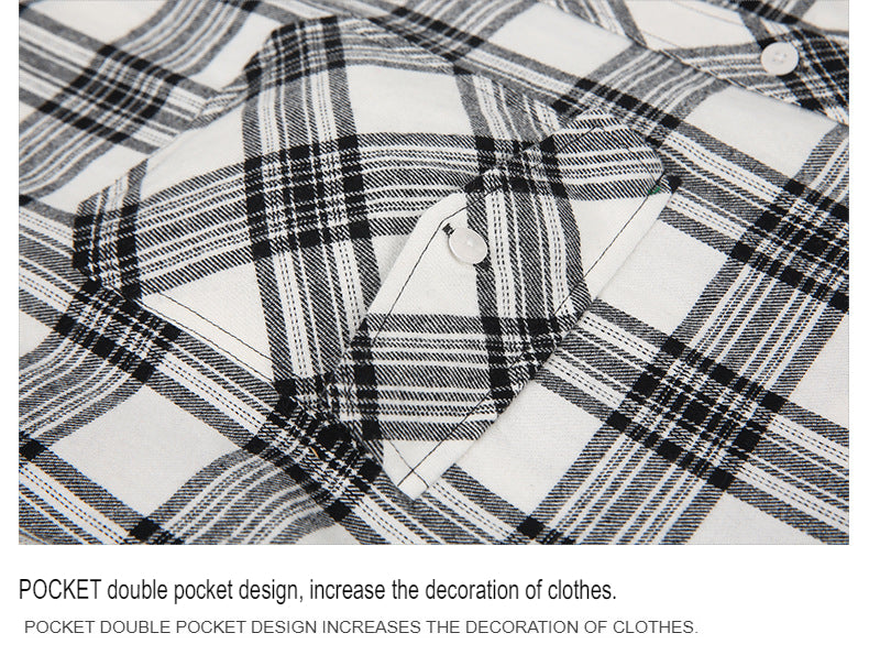 Herren Slim Wear Plaid Premium Langarm Doppeltasche Flanell Außenhandelshemd | M501 