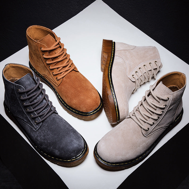 Britische Retro-Lederstiefeletten für Herren, modische Thermo-Outdoor-Schuhe | 8916 