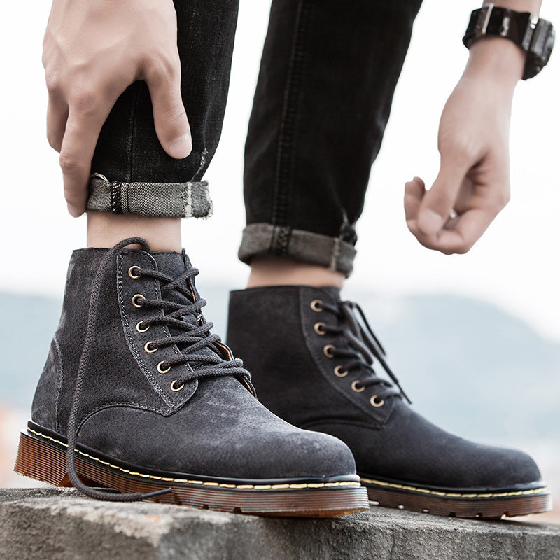 Men's British Retro Leather Ankle Boots Fashionable Thermal Outdoor Footwear | 8916