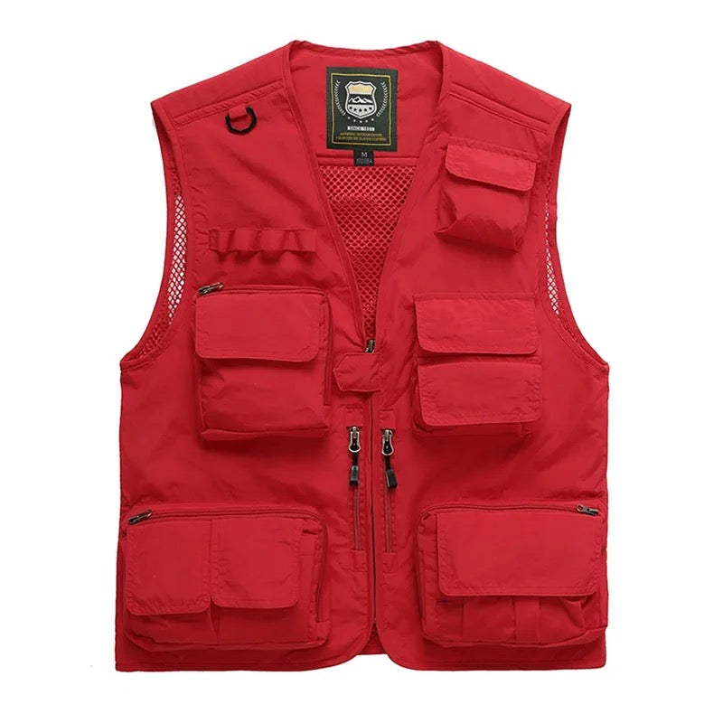 Herren Multi Taschen Cargo Weste Angeln Pullover Für Klettern Camping Wandern Sommer Weste Top 
