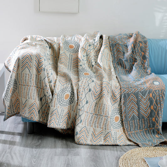 Warm Woven Throw Blanket Geometric Lines Pattern, Soft & Breathable for Bed or Sofa Décor | YENLN 21996074309