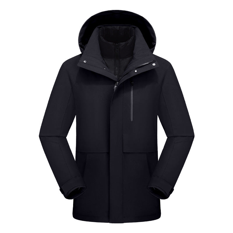 Dixiang Men's 3-in-1 Waterproof Hiking Jacket | 8000mm Seam-Taped Shell with White Goose Down Inner Layer | All-Season Outdoor Coat | J24688