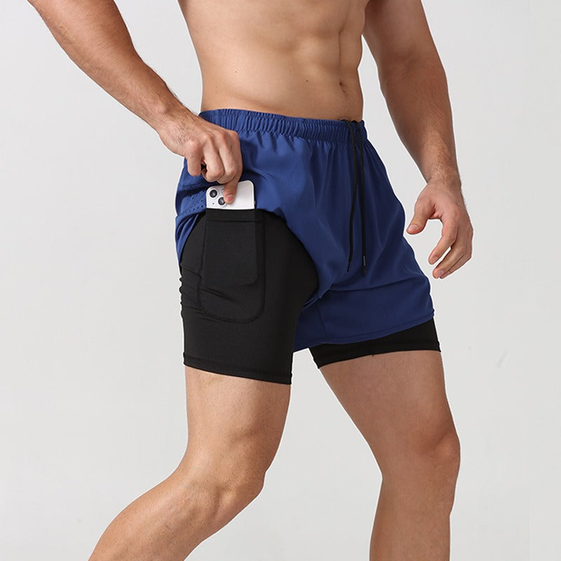 3/4-Laufshorts für Herren – schnelltrocknende, rutschfeste, doppellagige Gym- und Marathon-Shorts | DK22001&amp;WDK22001 