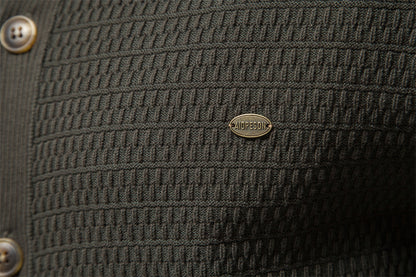 Herren Winter-Cardigan mit durchgehendem Reißverschluss – Strickoberteil aus hochelastischer Baumwolle mit Stehkragen | Y324 