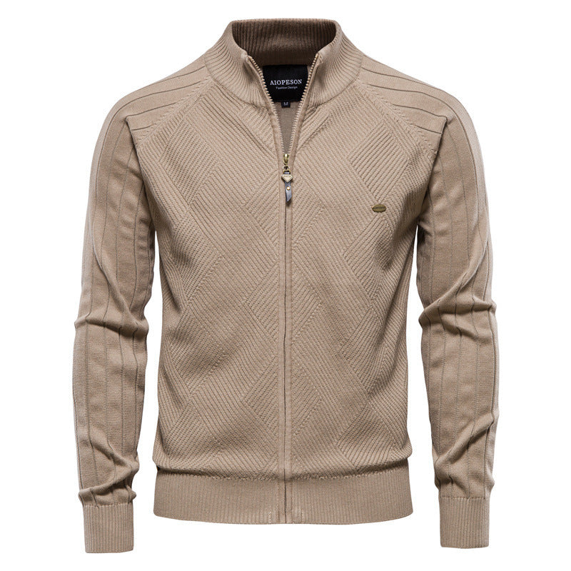 Herren-Strickjacke mit V-Ausschnitt und Farbbesatz – Lässiger, locker sitzender Pullover mit Knöpfen für den Herbst | SW199 