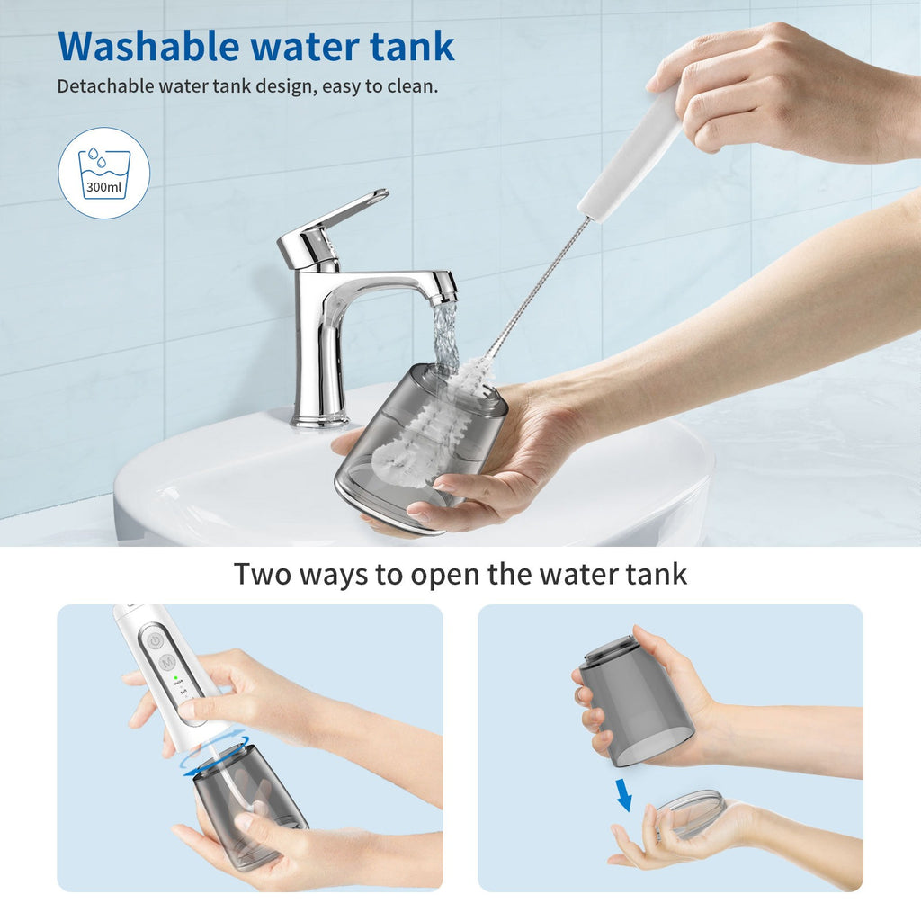 Wasserdichter, wiederaufladbarer, kabelloser, elektrischer, tragbarer Jet-Zahnreinigungs-Munddusche mit Wasser-Flosser | 