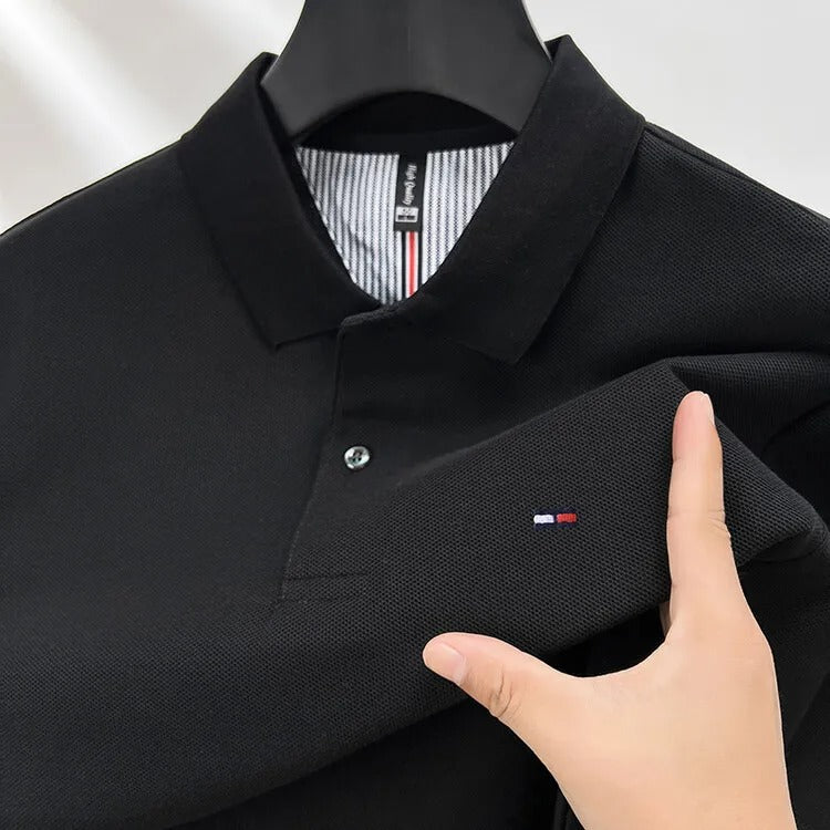 Herren Langarm Poloshirt Business Casual Baumwoll T-Shirt mit gesticktem Revers Design | DS 