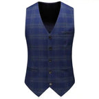 Dreiteiliger Herrenanzug mit Karomuster, Slim Fit, zweireihig, kariert, Jacke, Weste, Hose | 6027
