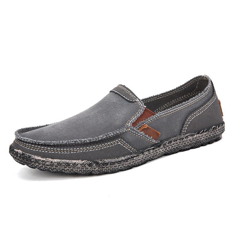 Herren Slipper aus gewaschenem Canvas | Atmungsaktiv, rutschfest, klassischer Deck-Stil | 8806 