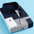 Herren Jeanshemd Langarm Slim Fit Farblich passendes Freizeithemd | CS43 