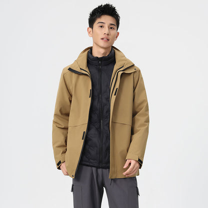 Men's 3-in-1 Winter Jacket with 90% White Duck Down | Waterproof Windproof Hiking Coat | All-Season Outdoor Protection | 251905