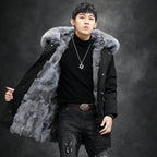 Echter Premium-Fuchspelz, warme Parka-Jacke mit Kapuze, echtes Nerzpelz-Futter, Mantel | 209 