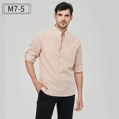 Chemise Henry à boutons solides pour homme, style classique et formel, style polyvalent | M7 