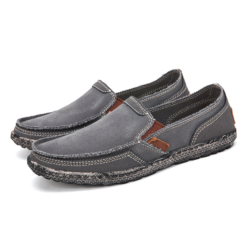 Herren Slipper aus gewaschenem Canvas | Atmungsaktiv, rutschfest, klassischer Deck-Stil | 8806 