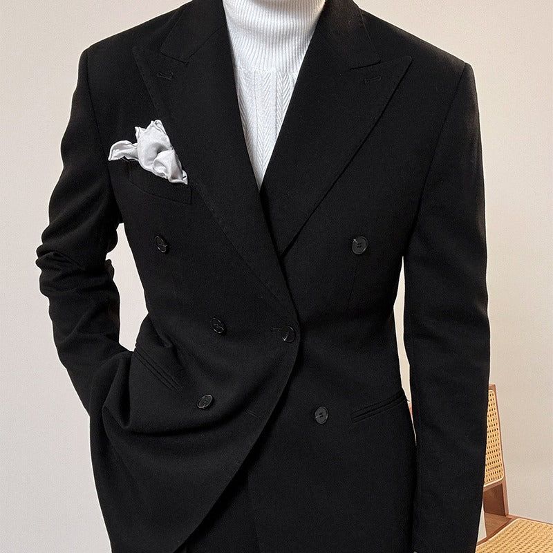 Hochwertiger italienischer zweireihiger Herrenanzug mit Reverskragen, leger, formell, 2-teilig, Anzugjacke und Hose | JSN692 