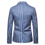 Herren Anzugjacken Blau Gestreift Zwei Knöpfe Party Business Formeller Blazer | 1812 