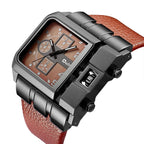 Herrenarmbanduhr Militär Armee Quadratisch Großes Zifferblatt Uhr Sport Lederarmband Quarzuhr | 3364 