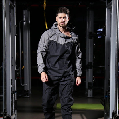 Men's Running Pullover Two-Piece Set Weight Loss Control Body Fat Sauna Sweat Suit  | YJ9681