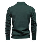 Herren-Pullover aus Baumwolle mit Viertelreißverschluss – Poloshirt aus einfarbigem Strick mit Stehkragen | ZSW-03 