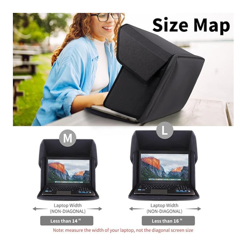Outdoor Laptop Sun Shade Cover | Portable Privacy Screen for 12-14＂16＂Laptops | Foldable Anti-Glare Shield for Work & Travel | APJ619