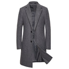 Herren Trenchcoat aus Wolle mit Umlegekragen, lang, aus Wolle und Wollmischungen, Wolljacke, Mantel | JJ-YF601 