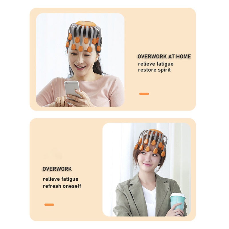 Intelligente Vibrations-Ganzkörper-Entspannungs-Kopfhautmassagemaschine lindert Müdigkeit Elektrisches Oktopus-Kopfhautmassagegerät | MZ-HM156 