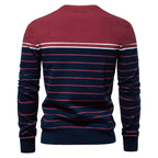 Herren Gestreifter Patchwork Strickpullover – Rundhals Casual Pullover für Herbst/Winter | SW117 