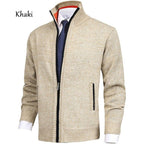 Herren Stehkragen Strick Einfarbig Reißverschluss Outdoor Strickjacke Strickwaren Casual Tops Mantel Jacke | 7701 