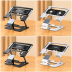 Laptop & Phone 2-in-1 Cooling Stand with Fans | Silent Turbo-Fan Elevator for Gaming Laptops | Height-Adjustable Aluminum Riser | 112