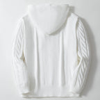 Herren-Strickwaren, gedrehter Kordelzug, Kapuzenpullover, 7-Nadel-Woll-Sweatshirtjacke | SY0139 