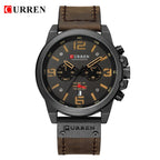Herren Lederuhr Chronograph Armbanduhr Business Quarz Kalender Militäruhr | 8314 