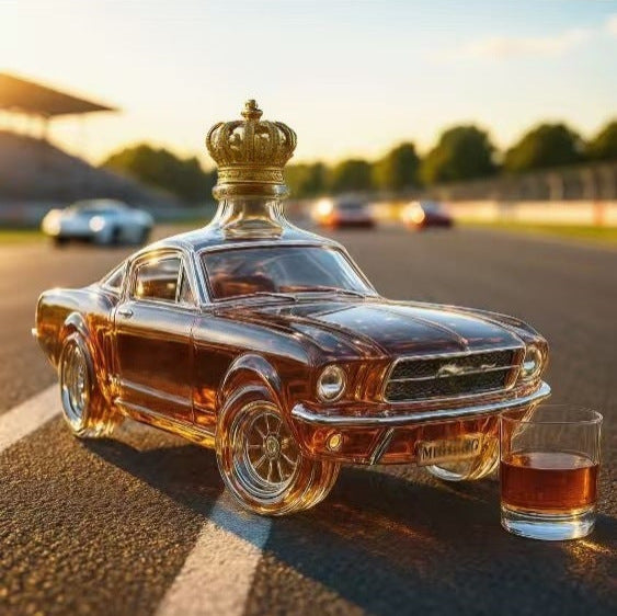 Police Car Mustang Whiskey Bottle | Creative Vehicle-Shaped Glass Decanter | 350ml Novelty Liquor Container for Home Bar & Gifts | zl0701