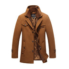 Herren Winter Pea Coat Lässiger Woll-Trenchcoat Einreihige Kurze Wolljacke | 1303 