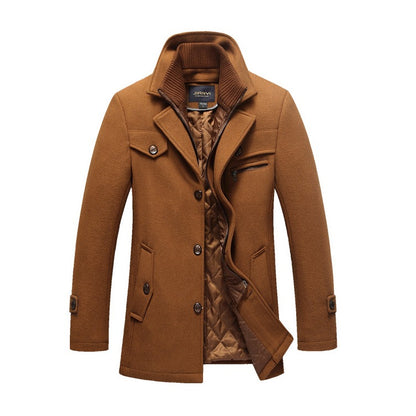 Cappotto invernale da uomo, casual, in lana, trench, monopetto, corto, in lana | 1303 