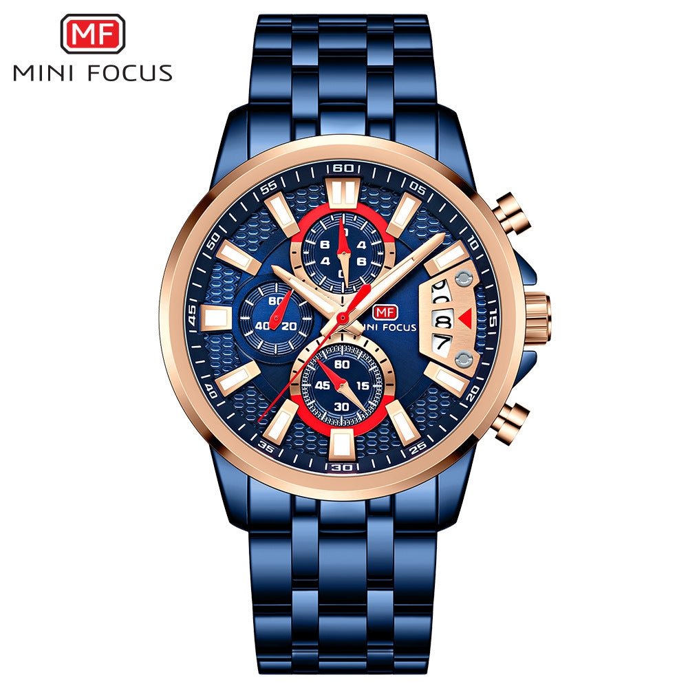 Herren Edelstahl Uhren Chronograph Uhr Luxus Leuchtende Quarz Armbanduhr | MF0352G 