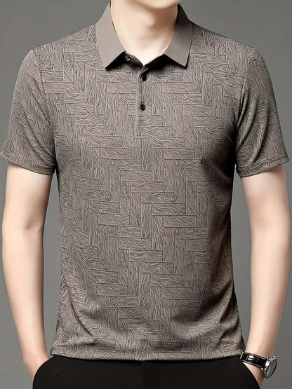 Leichtes Sommer-Golfhemd für Herren, lässiges Button-Up-Kurzarmhemd | Q135 