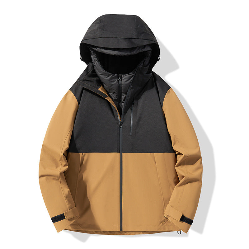 Men's Outdoor Jacket 90% Duck Down Filled Parka with Detachable Shell All-Season Waterproof Hiking Coat