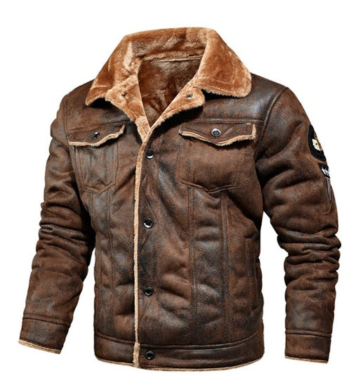 Men's Winter Fur Coat - Warm Fleece Velvet & Soft Leather Thermal Jacket for Outdoors | 821