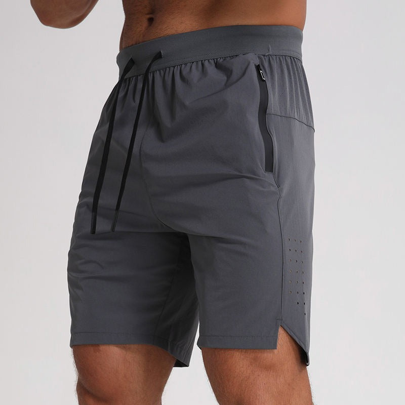 Herren Laufshorts Reißverschlusstaschen Seitlich geteilte Workout Atmungsaktive Gym Shorts | K04 