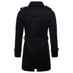 Herren Formeller Business Herbst Winter Casual Revers Zweireihiger Premium Baumwollmantel Langer Trenchcoat Jacke | 9280 