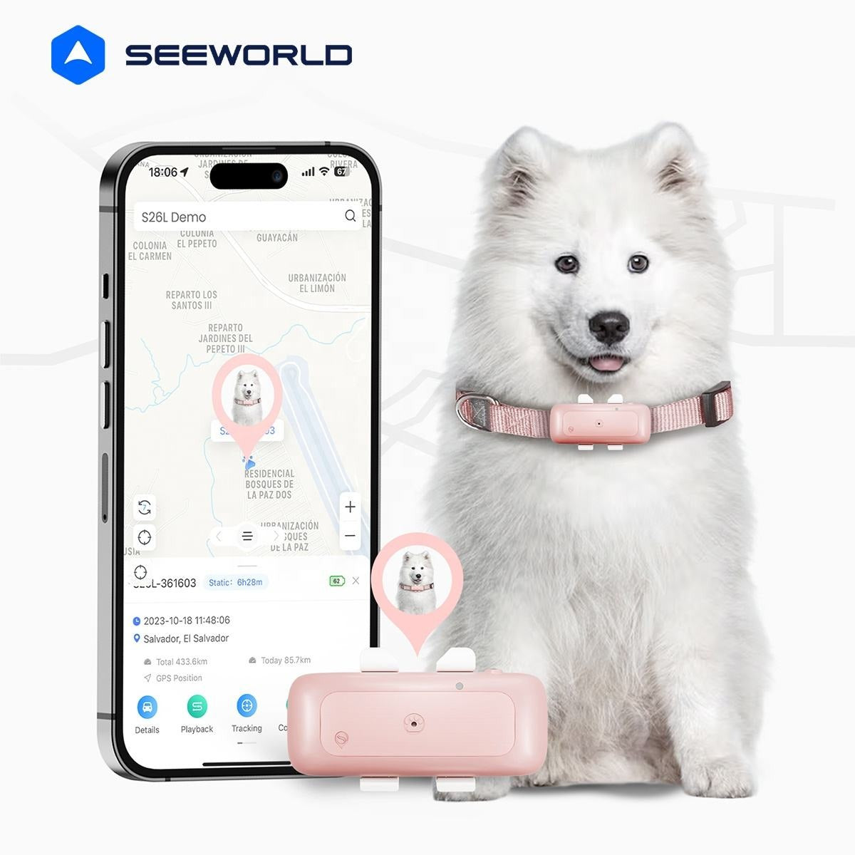 Hochwertiger drahtloser Haustier-Ortungsgerät, Haustierhalsband, GPS, Mini-Haustier-Tracking-Ortungsgerät | S26L 