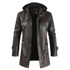 Herren-Lederjacke in mittlerer Länge, Jugend-Windjacke aus PU-Leder | XT1045 