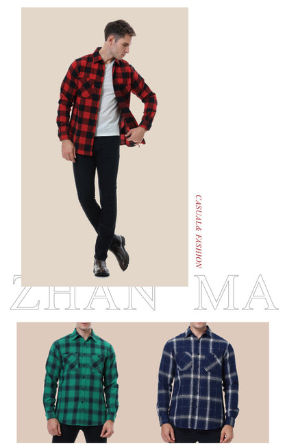 Men's Plaid Flannel Grinding Warm Shirt – European & American Casual Style | flr